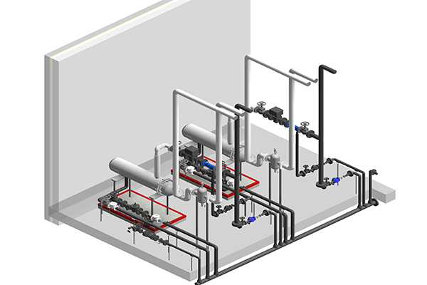 Heat Exchangers in Steam Room 3d Modeling With Revit Mep