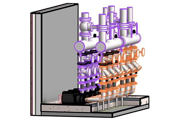 طراحی ایزومتریک پمپ سیرکولاتور موتورخانه دوفصلی Circulating Pumps 3D Modeling with Revit MEP