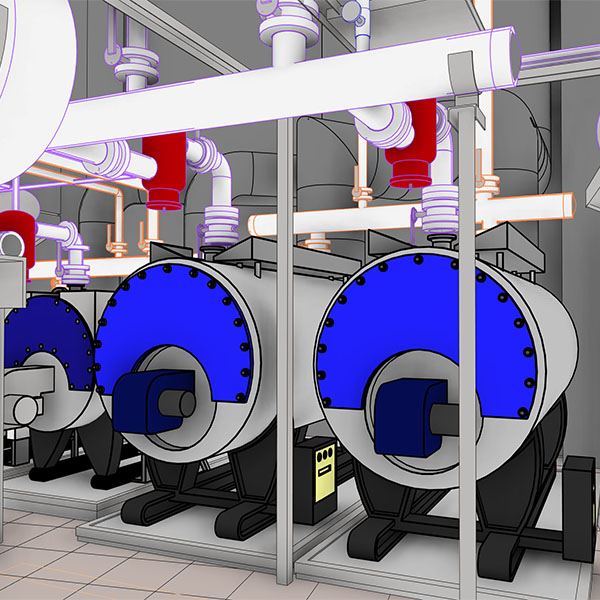 Boilers 3D Model with Revit MEP